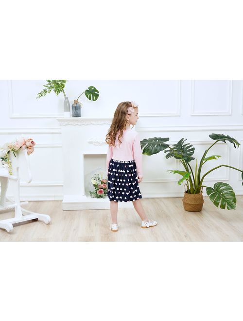 VIKITA Baby Girl Cartoon Flower Cotton Dress Long Sleeve Winter Dresses for 2-8 Years Little Girls