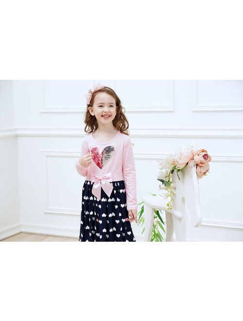 Buy VIKITA Baby Girl Cartoon Flower Cotton Dress Long Sleeve Winter Dresses  for 2-8 Years Little Girls online | Topofstyle