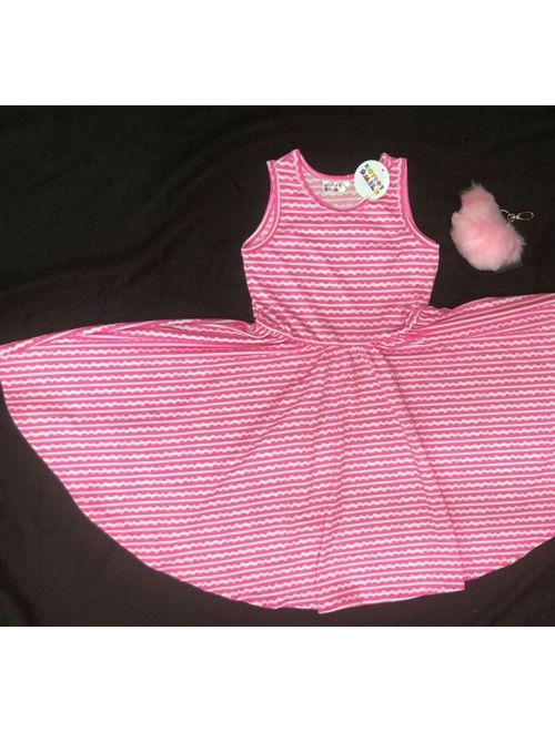 NEW Dot Dot Smile SLEEVELESS Twirly Dress Knit Girl Kids pink waves