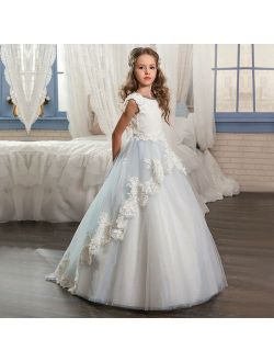 ABAO Flower Girl Dress for Wedding Party Kids Lace Pageant Ball Gowns