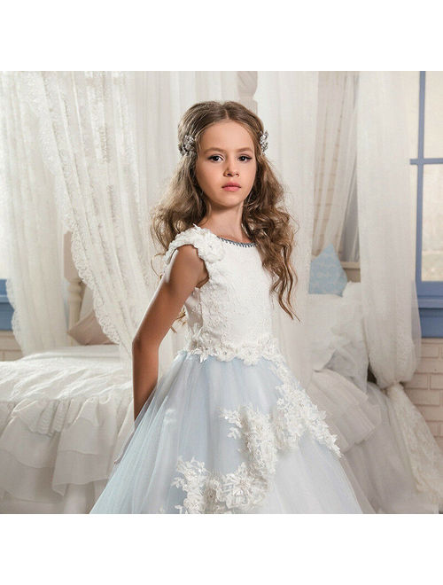 ABAO Flower Girl Dress for Wedding Party Kids Lace Pageant Ball Gowns