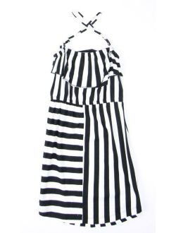 Girls Live and Luv Striped Dress Black White M New