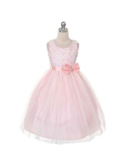 Pink Little Girl Embroidered Bodice Tulle Skirt Size 6