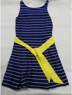 Girls Dress, Size 10, Sleeveless - Blue & White Striped - EUC