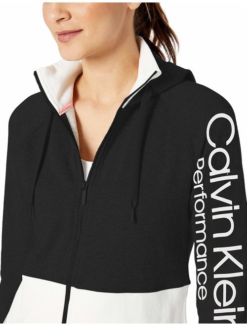 Calvin Klein Women's Colorblock Full Zip Hoddie with Kanga Pocket