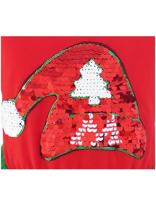 Girls Dress Christmas Santa Hat Long Sleeve Party Dress 6