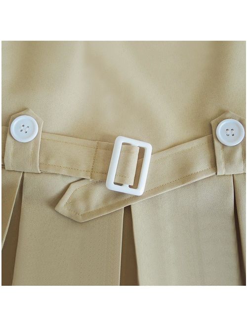 Girls Dress Khaki Button Back School Uniform Pleated Hem 6
