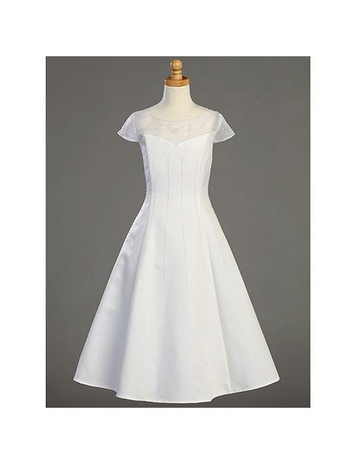 Plus Size Girl White Tea Length First Communion Dress 10.5