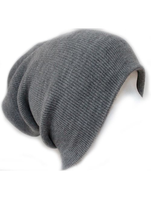 Slouchy Beanie Slouch Skull Hat Ski Hat Snowboard Hat Ribbed Beanie,One Size,Light Grey