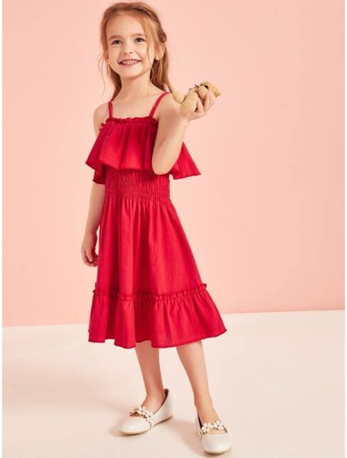 Shein Toddler Girls Shirred Ruffle Trim Slip Dress