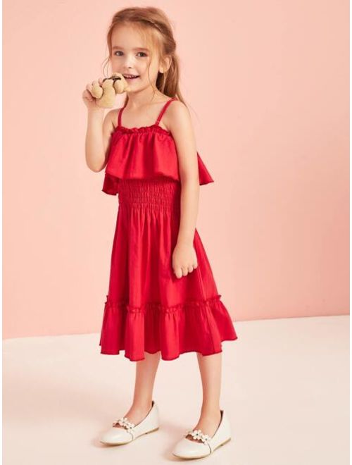 Shein Toddler Girls Shirred Ruffle Trim Slip Dress