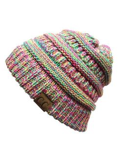 Funky Junque Trendy Warm Chunky Soft Marled Cable Knit Slouchy Beanie