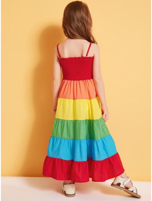 Shein Toddler Girls Rainbow Shirred Cami Dress