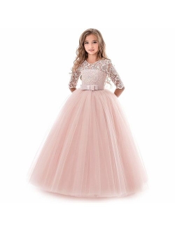 TTYAOVO Girls Pageant Princess Flower Dress Kids Prom Puffy Ball Gowns