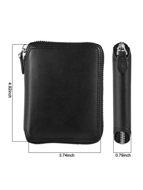 RFID Blocking Wallet for Men with Zip Around Opening Trifold, Anti Electronic Theft Credit Card Protector