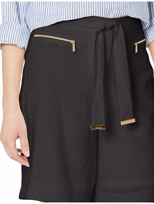 Calvin Klein Women's Linen Shorts with Belt