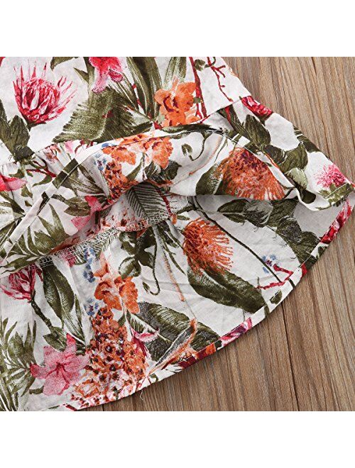 2Pcs Kids Baby Toddler Girl Sunflower Outfits Off Shoulder Crop Tops + Skirt Clothes Set