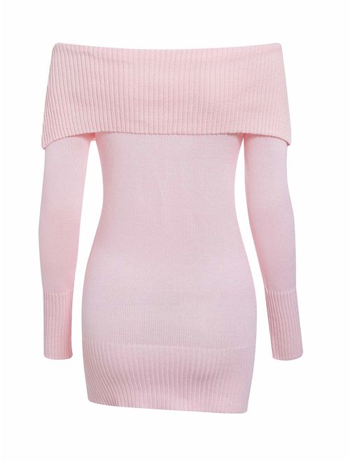BerryGo Women's Sexy Off Shoulder Bodycon Knit Sweater Dress