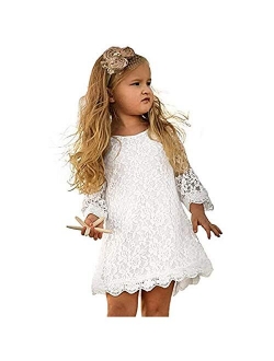 TTYAOVO Little Girls Long Sleeves Casual Birthday Dress with Tutu Skirt
