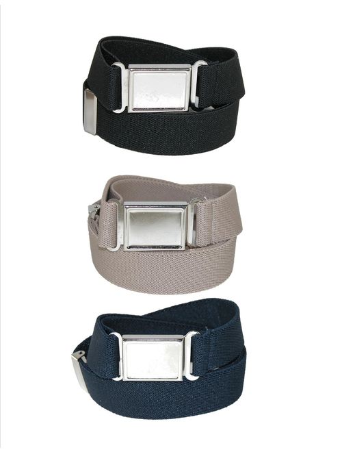 CTM Kids' Elastic Adjustable Belt with Magnetic Buckle (Pack of 3 Colors)