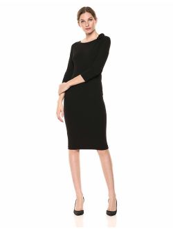 Women's Three Quarter Sleeve Sheath with Shoulder Knot Detail