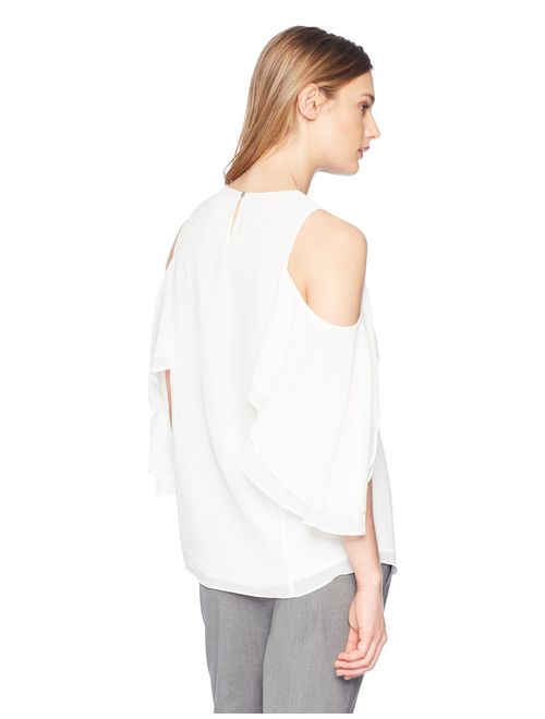 Calvin Klein Women's Cold Shoulder with Ruffle Sleeve