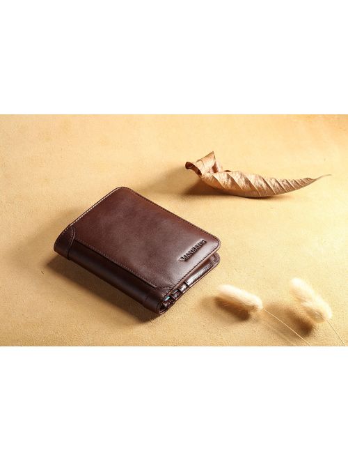 Men's Italian Genuine Cowhide Leather Extra Capacity RFID Bifold Wallet