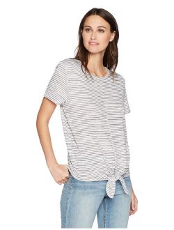 Women's Short Sleeve Jersey T-Shirt with Tie Front