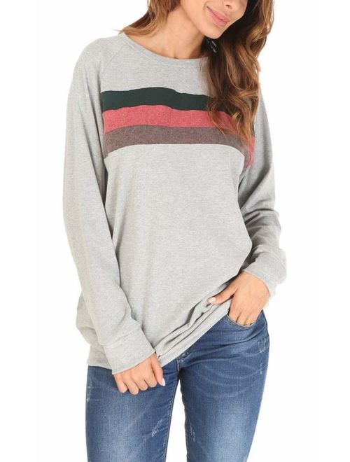 She's Style Women's Cotton Knitted Long Sleeve Loose Casual Pullover Tunic Sweatshirt Tops