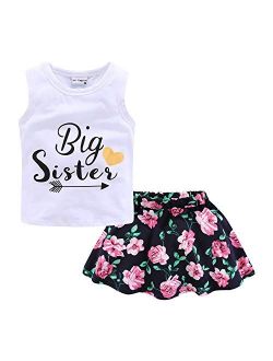 Mud Kingdom Girls Outfits Summer Holiday Floral Tank Top and Skirt Set Chiffon