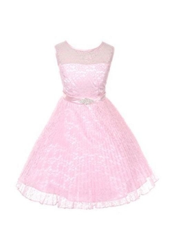 JM DREAMLINE Lovely Tulle Pleated Lace Flower Girl Dress