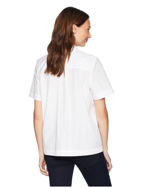 Calvin Klein Women's Short Sleeve Poplin Button Down Shirt