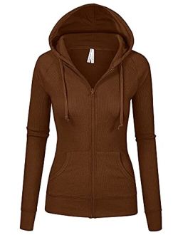 Women's Active Casual Zip Up Hoodie Jacket, Lightweight Thin Junior Plus Sweater