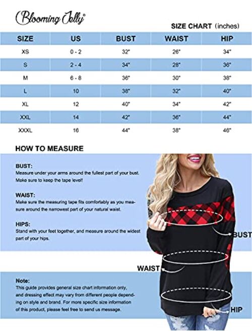 Blooming Jelly Women's Color Block Plaid Shirt Crew Neck Elbow Patches Pullover Sweatshirt Top