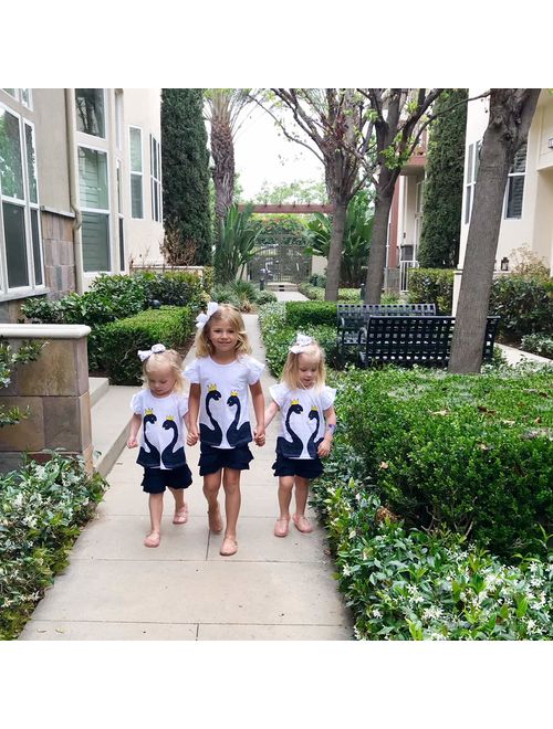 Fiream Girls Cotton Clothing Sets Summer Shortsleeve Unicorn T-Shirts Shorts 2 Pieces Clothing Sets