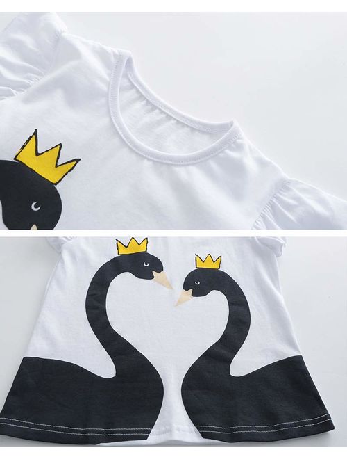 Fiream Girls Cotton Clothing Sets Summer Shortsleeve Unicorn T-Shirts Shorts 2 Pieces Clothing Sets