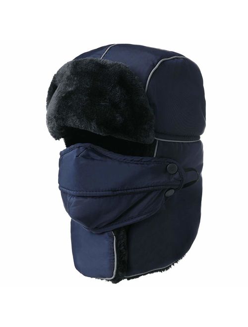 SIGGI Faux Fur Trapper Hat for Men Cotton Warm Ushanka Russian Hunting Hat