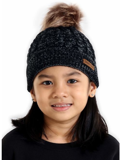 Brooks Brook + Bay Kids Pom Pom Beanie for Girls & Boys - Warm & Cute Baby & Toddler Winter Hats for Children