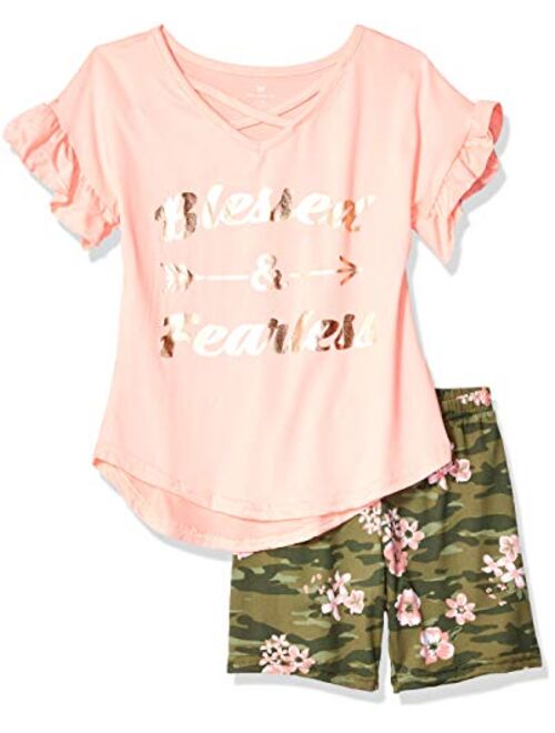 One Step Up Girls Soft Knit Top and Short Set