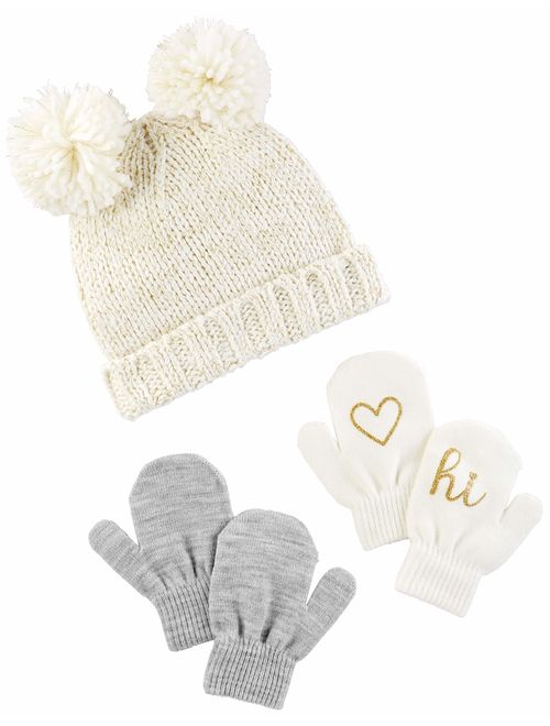 Simple Joys by Carter's Baby and Toddler Girls' Hat and Mitten Set
