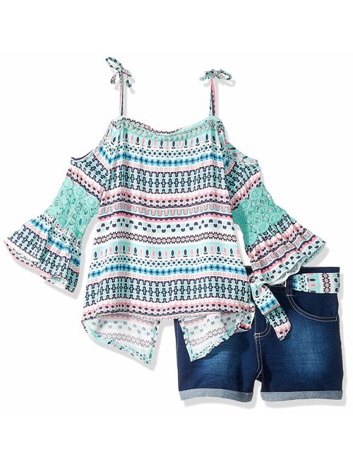 Limited Too Girls' 2 Piece Fashion Top and Belted Short Set