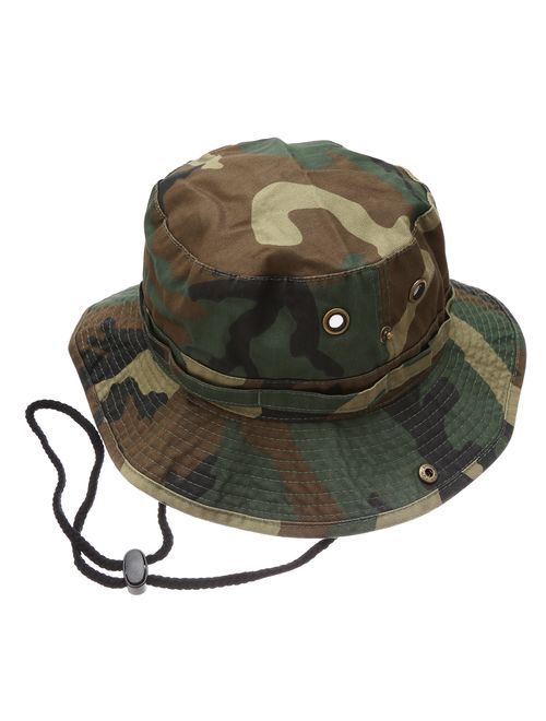 Summer Outdoor Boonie Hunting Fishing Safari Bucket Sun Hat with Adjustable Strap