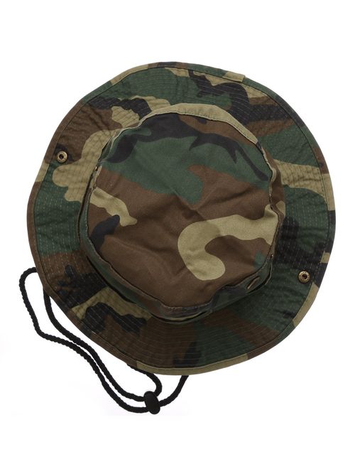 Summer Outdoor Boonie Hunting Fishing Safari Bucket Sun Hat with Adjustable Strap