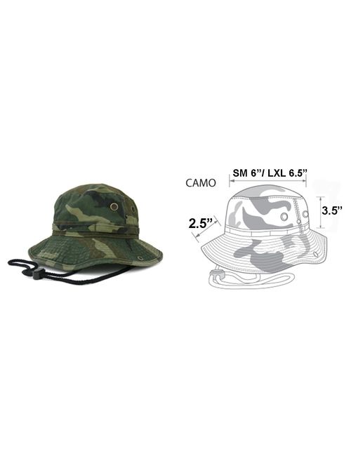 Summer Outdoor Boonie Hunting Fishing Safari Bucket Sun Hat with Adjustable Strap