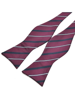 PenSee Mens Self Bow Tie Classic Stripe Woven Silk Bow Ties-Various Colors