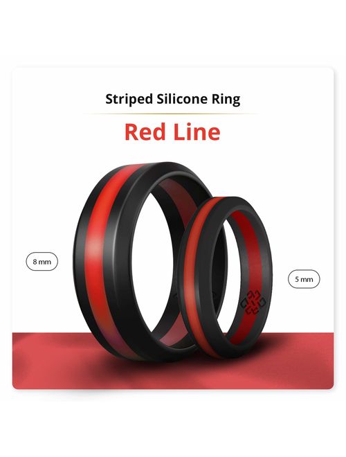 Knot Theory Silicone Wedding Ring Band for Men Women: Superior Non Bulky Rubber Rings - Premium Quality, Style, Comfort - Ideal Bands for Gym, Work, Hunting, Sports, and 