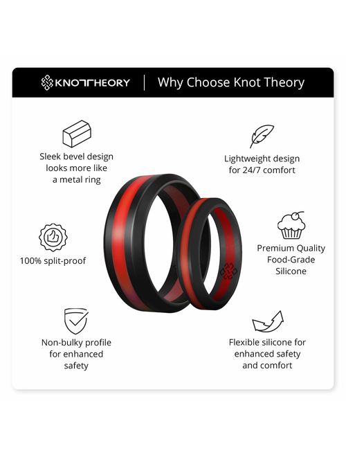 Knot Theory Silicone Wedding Ring Band for Men Women: Superior Non Bulky Rubber Rings - Premium Quality, Style, Comfort - Ideal Bands for Gym, Work, Hunting, Sports, and 