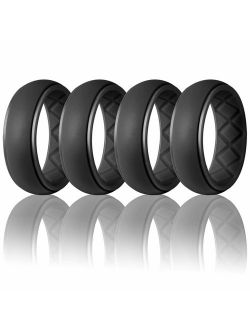 Egnaro Silicone Wedding Ring for Men, Particularly Breathable Mens' Rubber Wedding Bands, Size 8 9 10 11 12 13, for Athletes Crossfit Workout