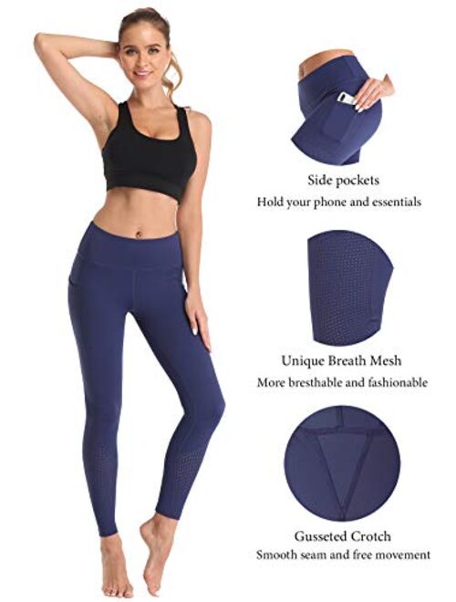 RAYPOSE Women’s Workout Running Capris Leggings Pocket Tummy Control High Waist Yoga Pants 