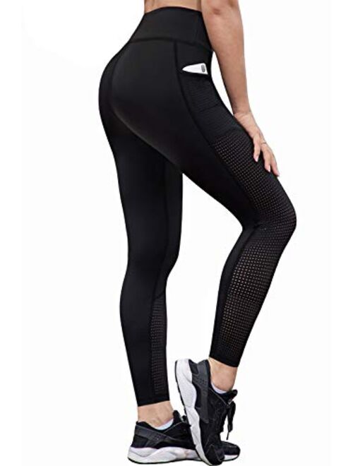RAYPOSE Women's Workout Running Capris Leggings Pocket Tummy Control High Waist Yoga Pants